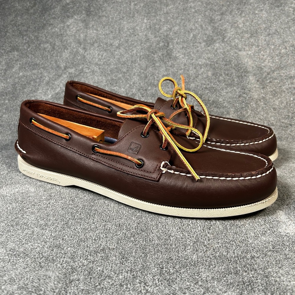 Sperry Top-Sider Authentic Original Brown Leather Boat Shoes Mens 15M New
